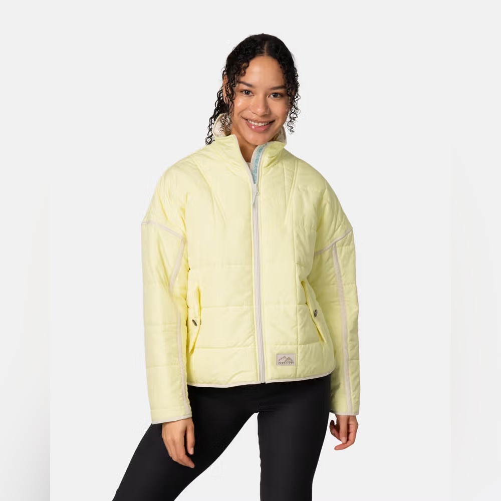 Kari Traa Mina Full Zip Front Quilted Jacket Medium Yellow Boxy Relaxed Fit Ski